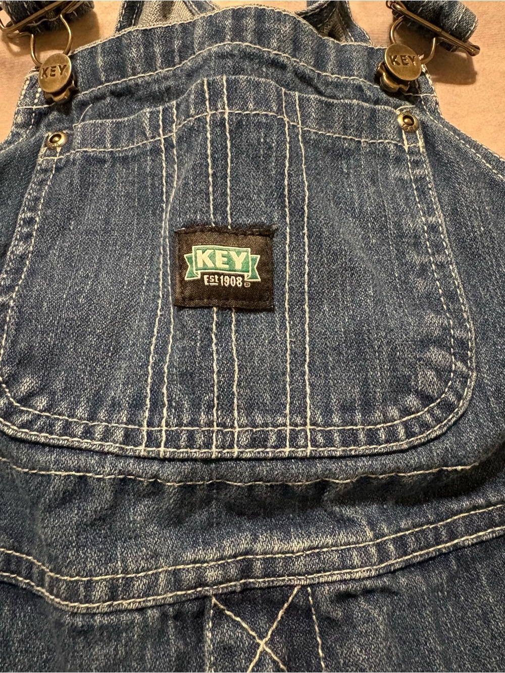 KEY Brand Kids Denim Overalls in Indigo Blue